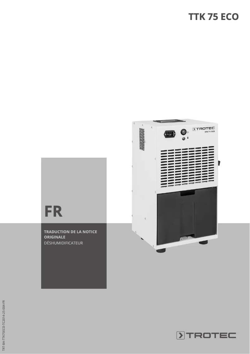 Page 1 de la notice Manuel utilisateur Trotec TTK 75 ECO