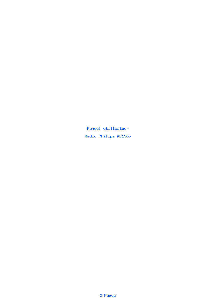 Page 1 de la notice Manuel utilisateur Philips AE1505
