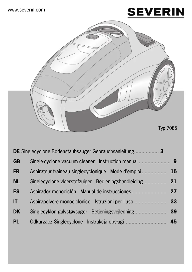 Page 1 de la notice Manuel utilisateur Severin S‘POWER extremXL CY 7085