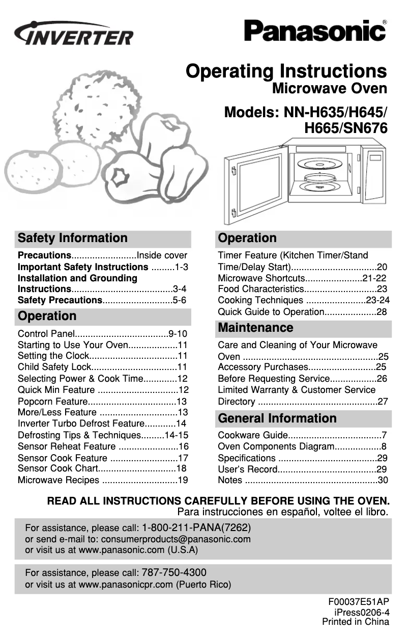 Página 1 del manual Manual de usuario Panasonic Inverter NN-H665