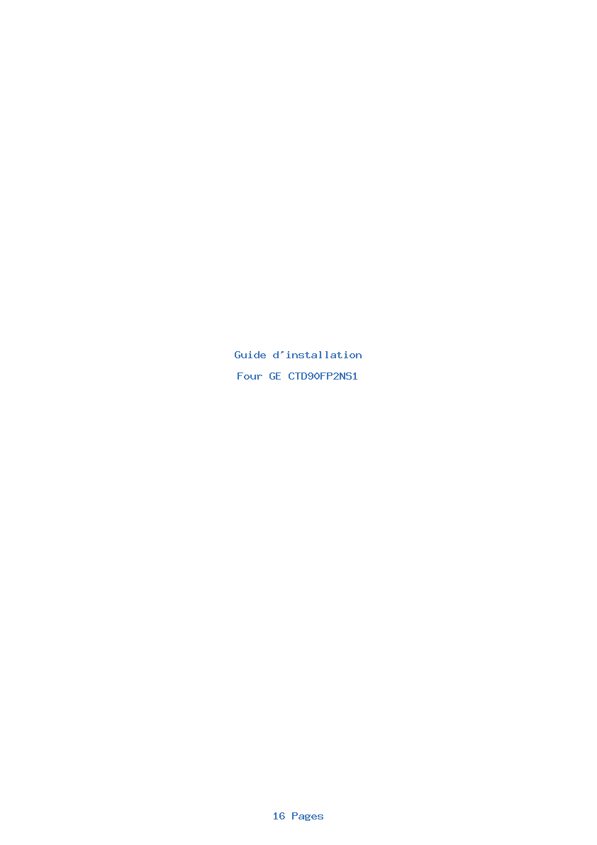Page 1 de la notice Guide d'installation GE CTD90FP2NS1