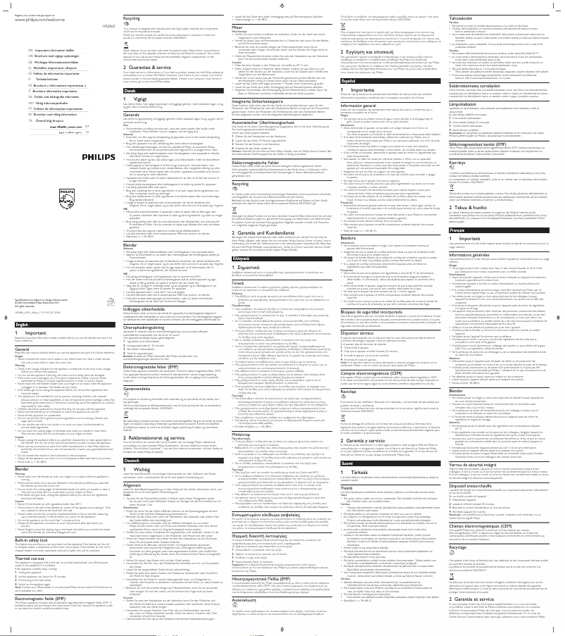 Page 1 de la notice Manuel utilisateur Philips HR2860