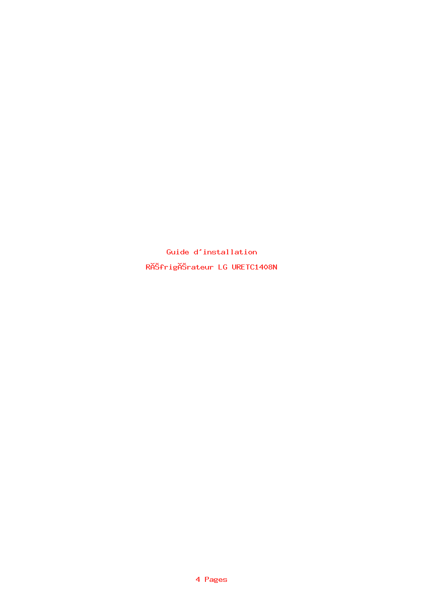 Page 1 de la notice Guide d'installation LG URETC1408N