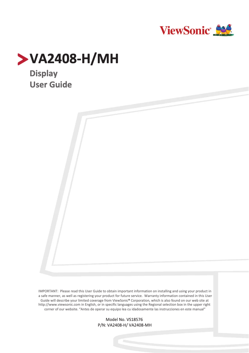 Página 1 del manual Manual de usuario Viewsonic VA2408-H