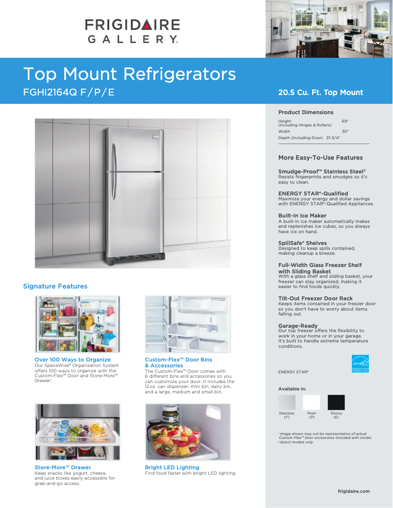 Page 1 de la notice Fiche technique Frigidaire FGHI2164Q