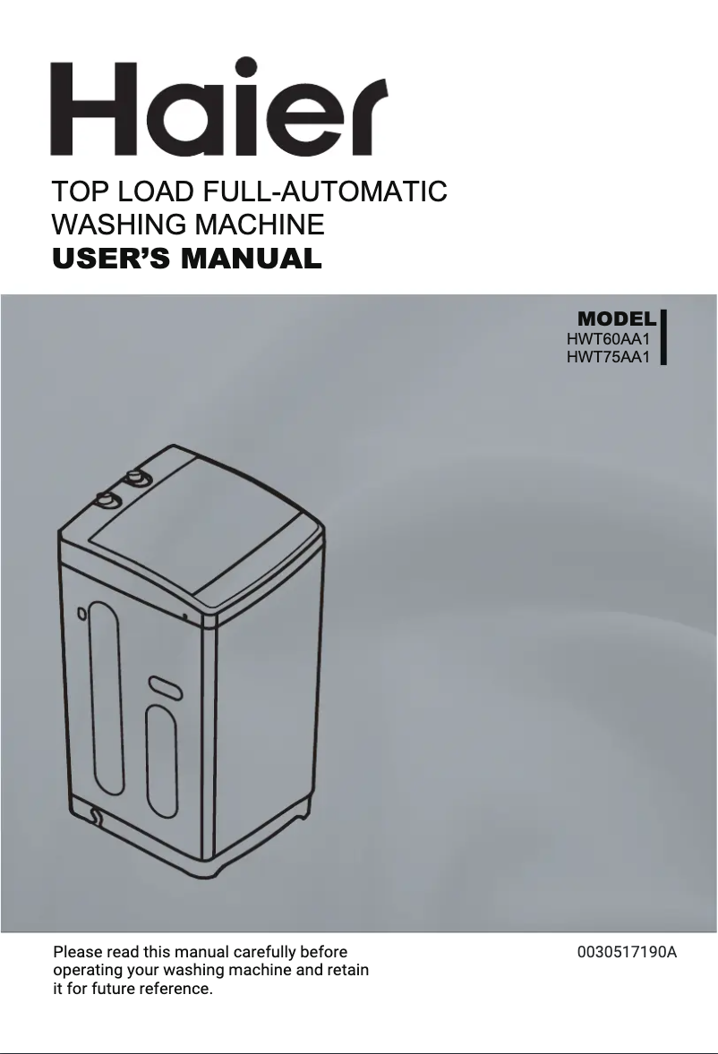 Página 1 del manual Guía de instalación Haier HWT75AA1