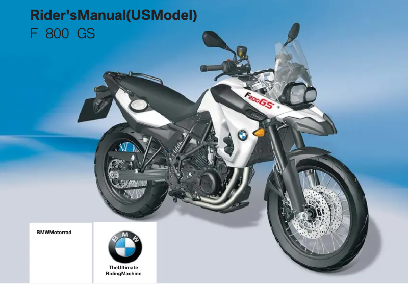 Page 1 of the manual User Manual BMW F 800 GS (2009)