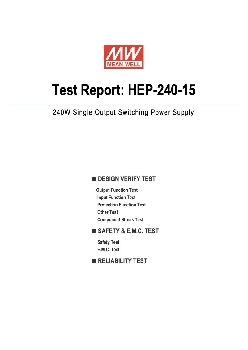 Página 1 del manual Ficha técnica Mean Well HEP-240-15
