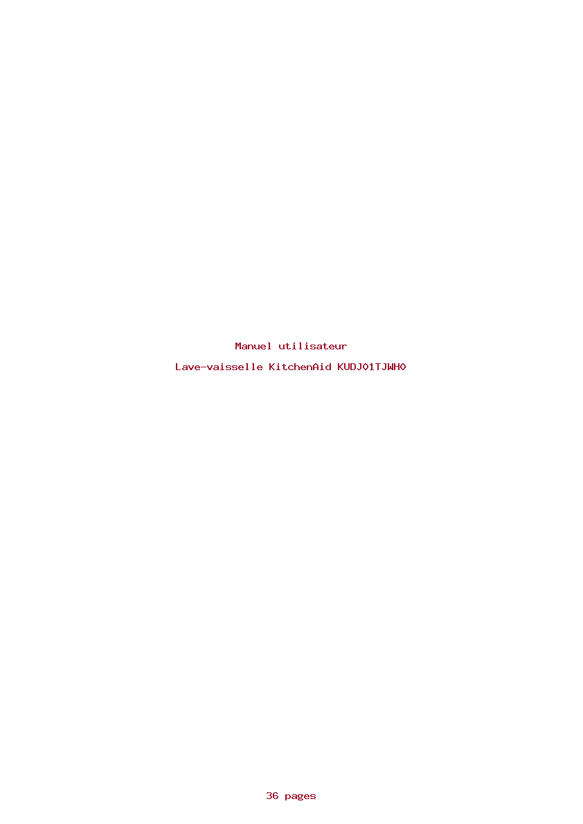 Page 1 de la notice Manuel utilisateur KitchenAid KUDJ01TJWH0