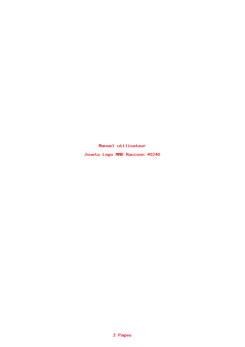 Page 1 de la notice Manuel utilisateur Lego MMB Raccoon 40240