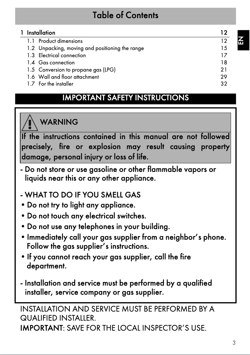 Page 1 de la notice Manuel utilisateur Smeg SPR24UGGX