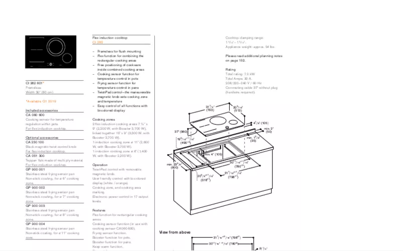Page 1 de la notice Fiche technique Gaggenau CI282601