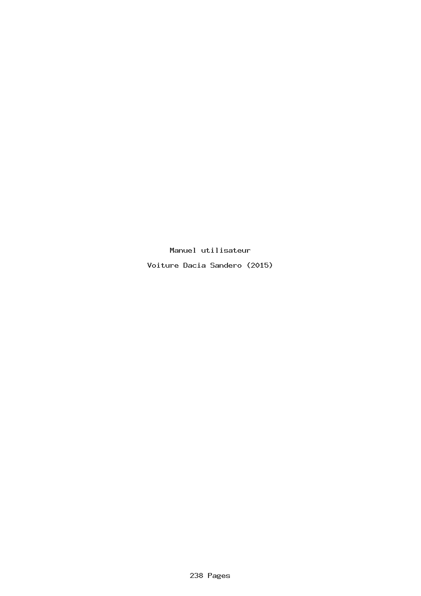 Page 1 de la notice Manuel utilisateur Dacia Sandero (2015)