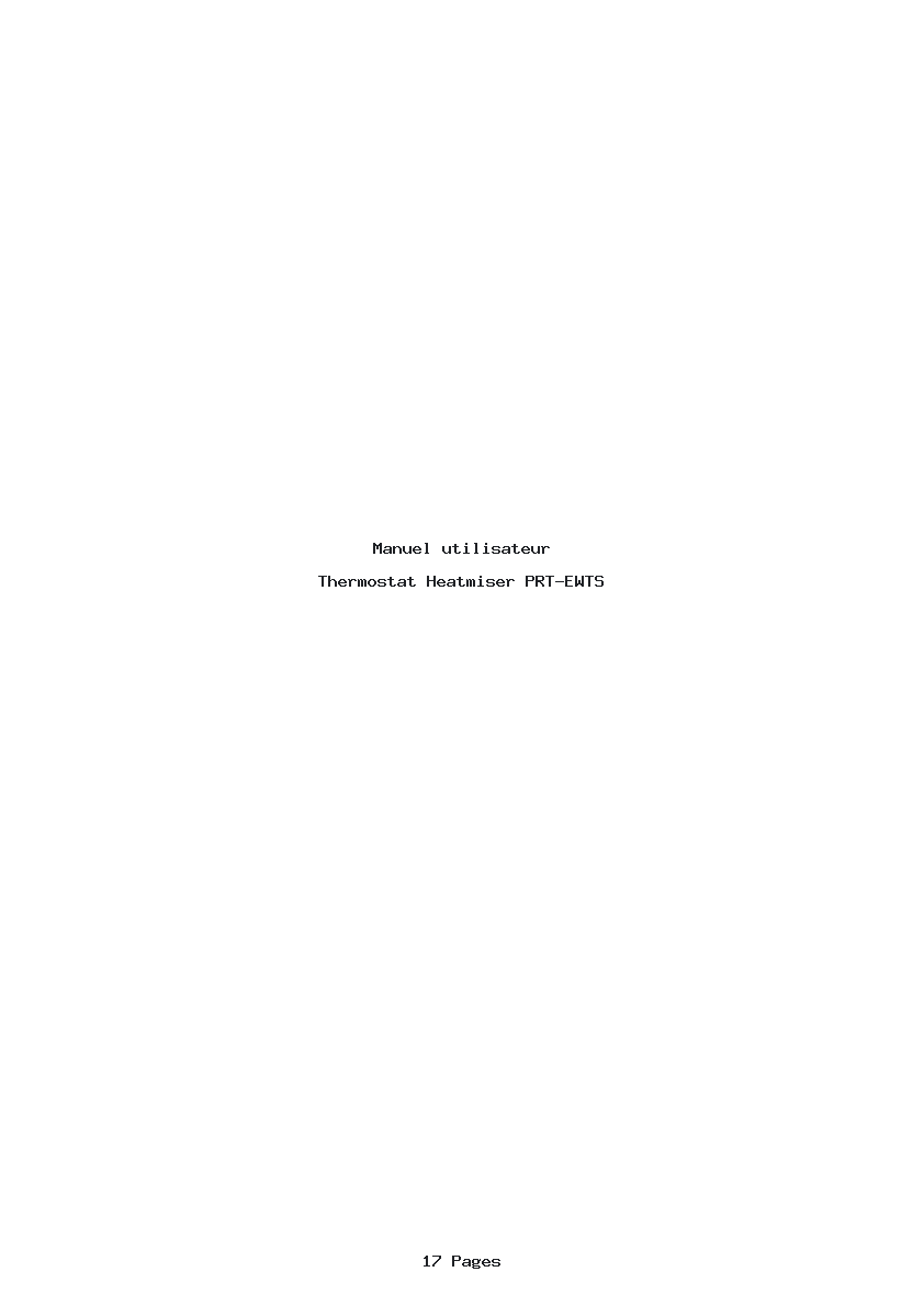 Page 1 de la notice Manuel utilisateur Heatmiser PRT-EWTS