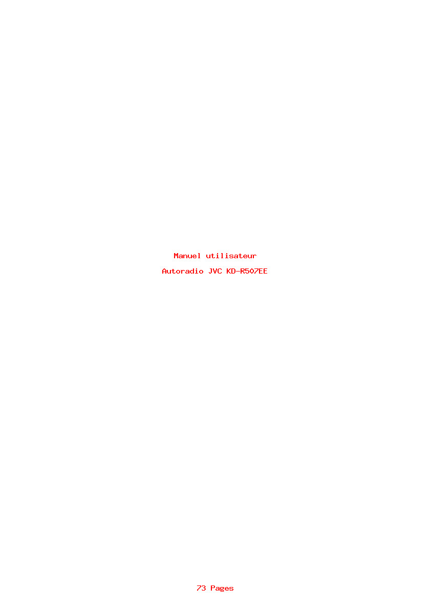 Page 1 de la notice Manuel utilisateur JVC KD-R507EE