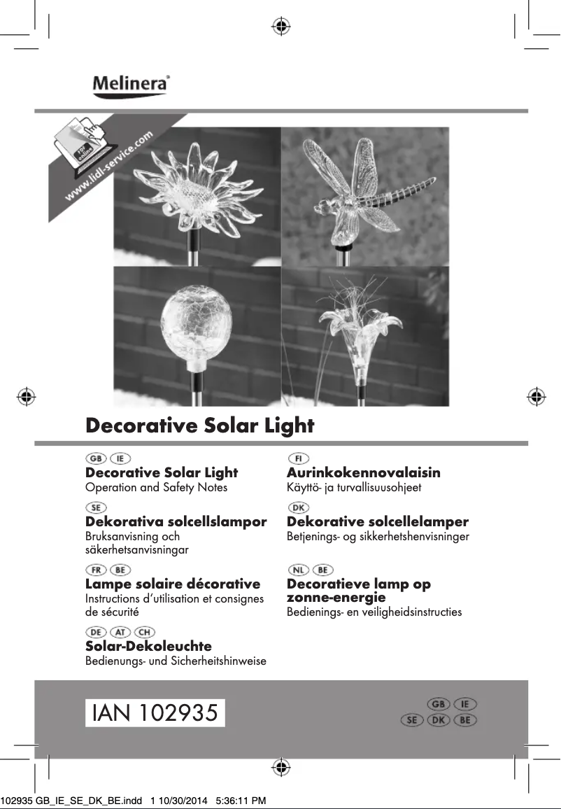 Page 1 de la notice Manuel utilisateur Melinera IAN 102935