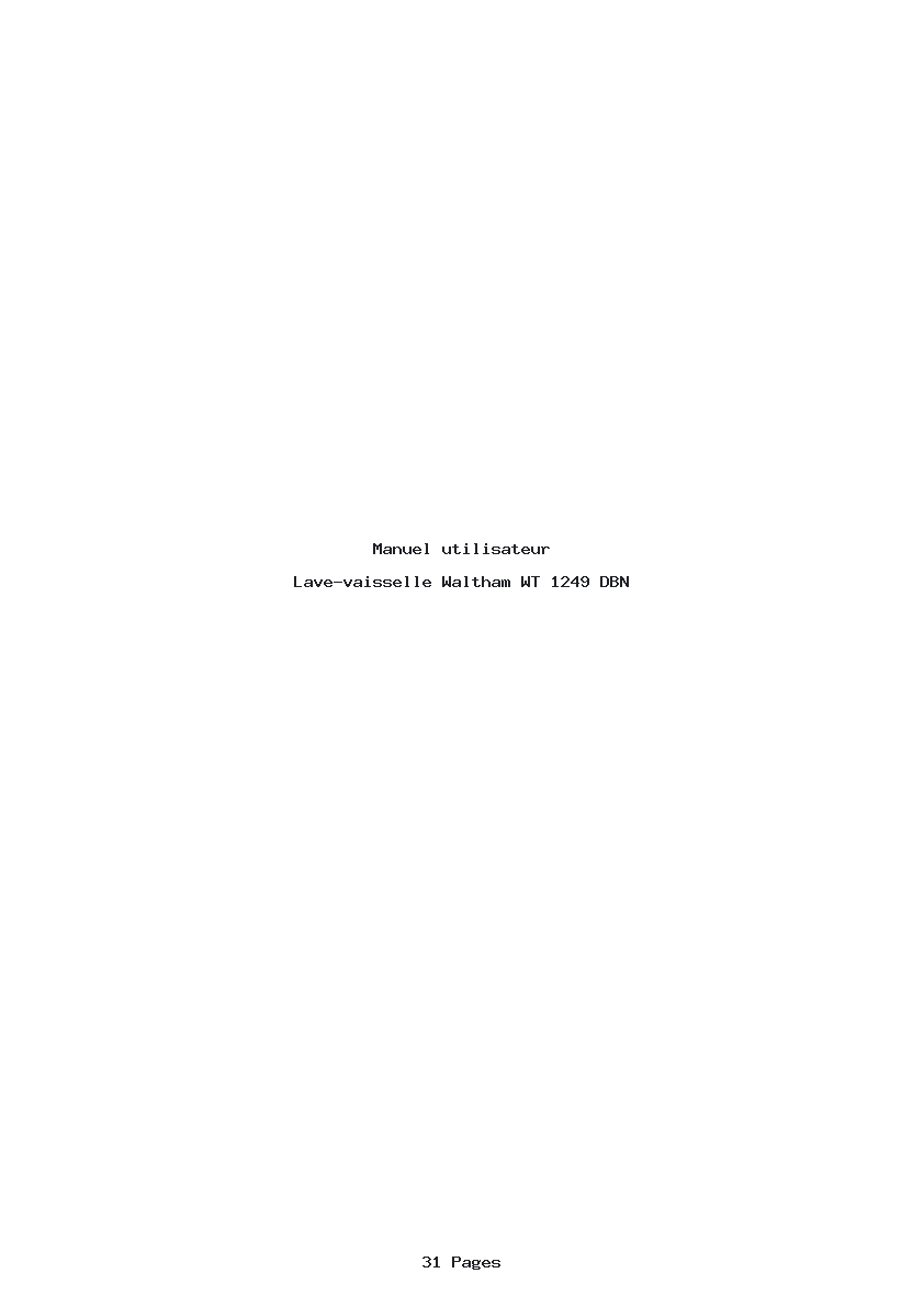 Page 1 de la notice Manuel utilisateur Waltham WT 1249 DBN