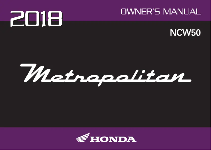 Page 1 de la notice Manuel utilisateur Honda Metropolitan NCW50 (2018)