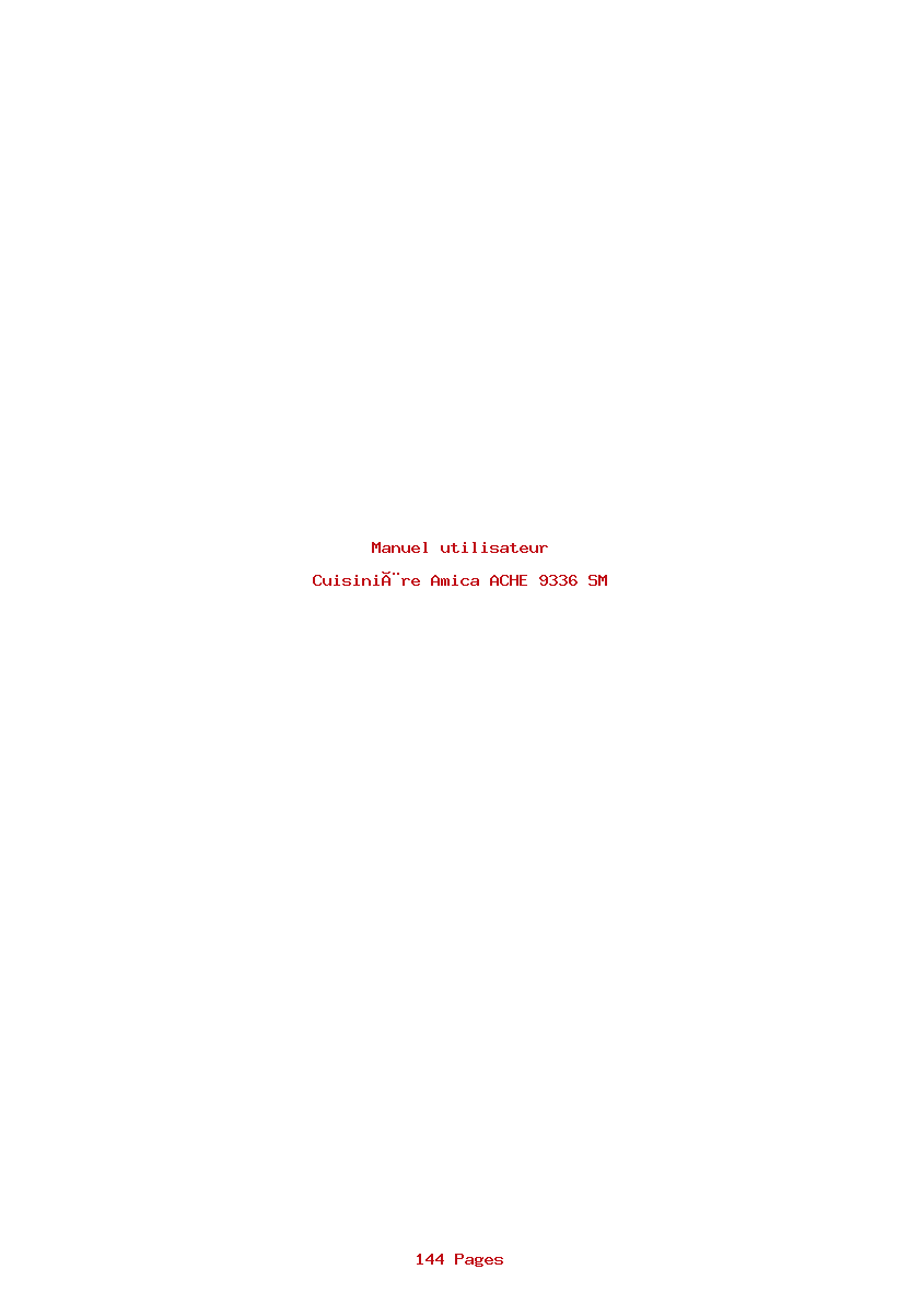 Page 1 de la notice Manuel utilisateur Amica ACHE 9336 SM