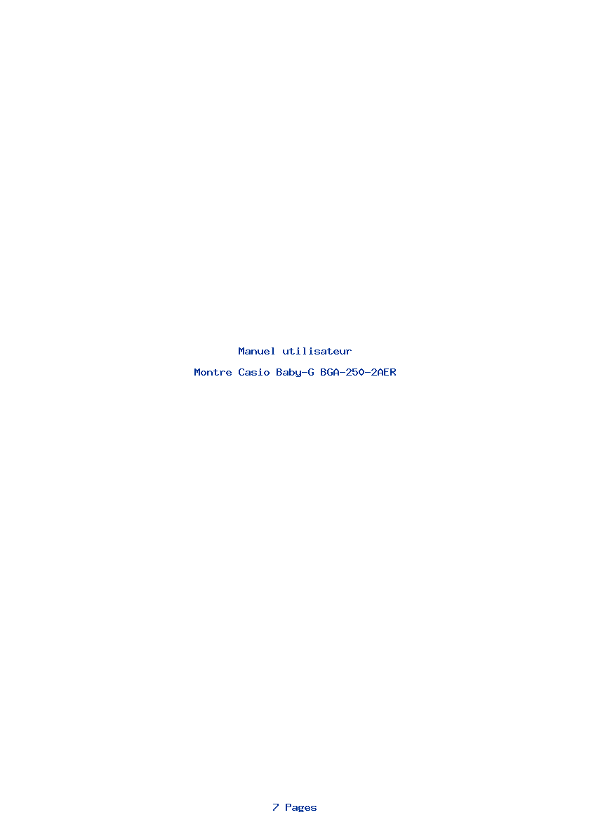 Page 1 de la notice Manuel utilisateur Casio Baby-G BGA-250-2AER