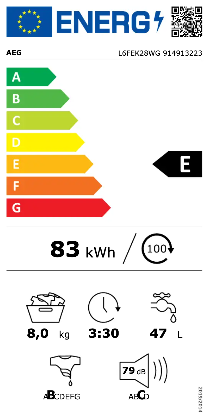 Página 1 del manual Etiqueta energética AEG L6FEK28WG