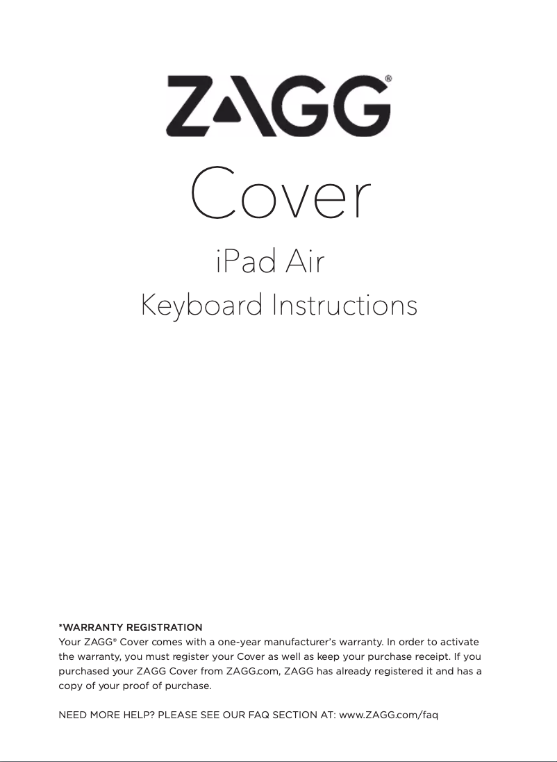 Page 1 of the manual User Manual Zagg ZAGGkeys Cover