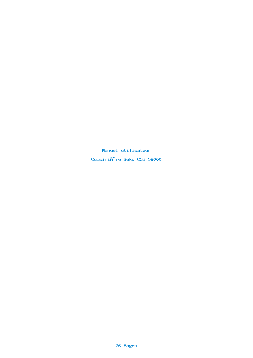 Page 1 de la notice Manuel utilisateur Beko CSS 56000
