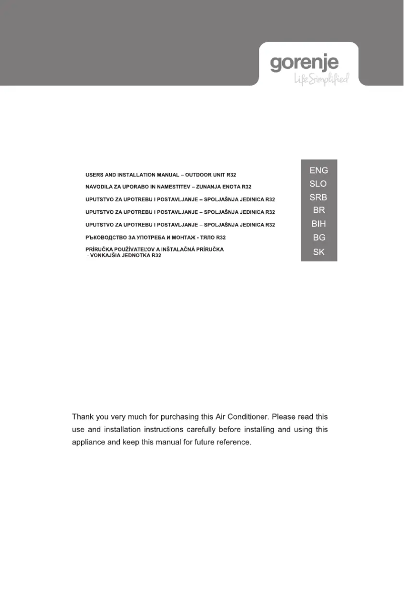 Página 1 del manual Guía de instalación Gorenje REA35OUT KC