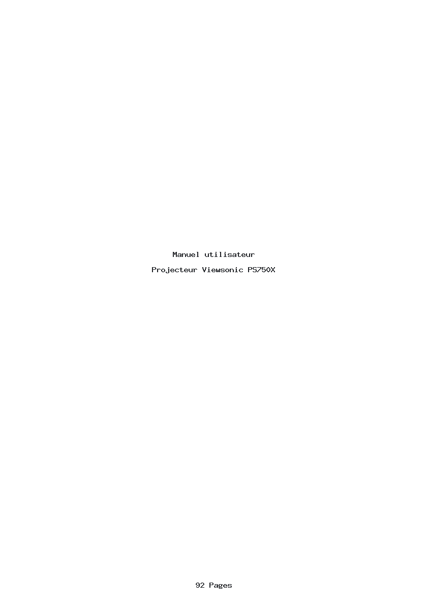 Page 1 de la notice Manuel utilisateur Viewsonic PS750X