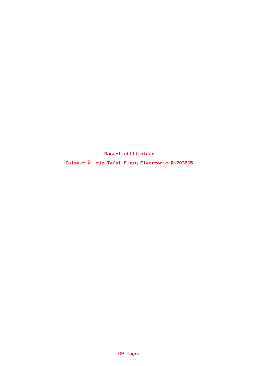 Page 1 de la notice Manuel utilisateur Tefal Fuzzy Electronic RK703565
