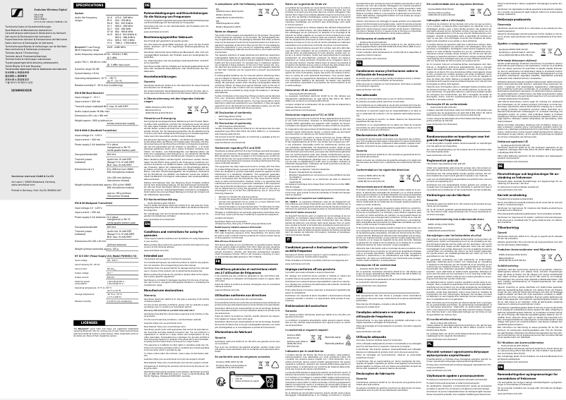 Página 1 del manual Instrucciones de seguridad Sennheiser Evolution Wireless Digital