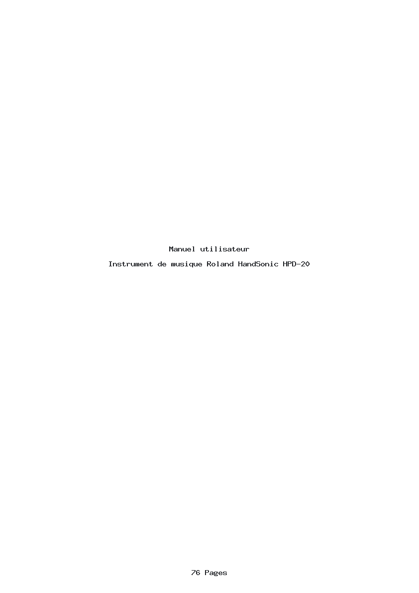 Page 1 de la notice Manuel utilisateur Roland HandSonic HPD-20