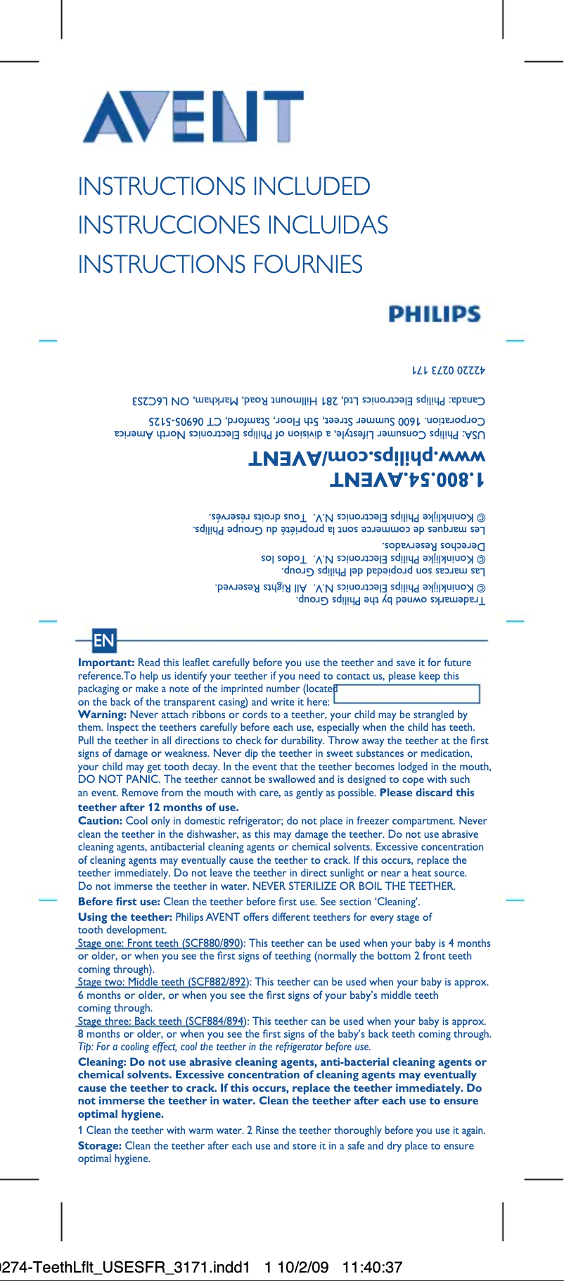 Page 1 de la notice Manuel utilisateur Philips AVENT SCF884