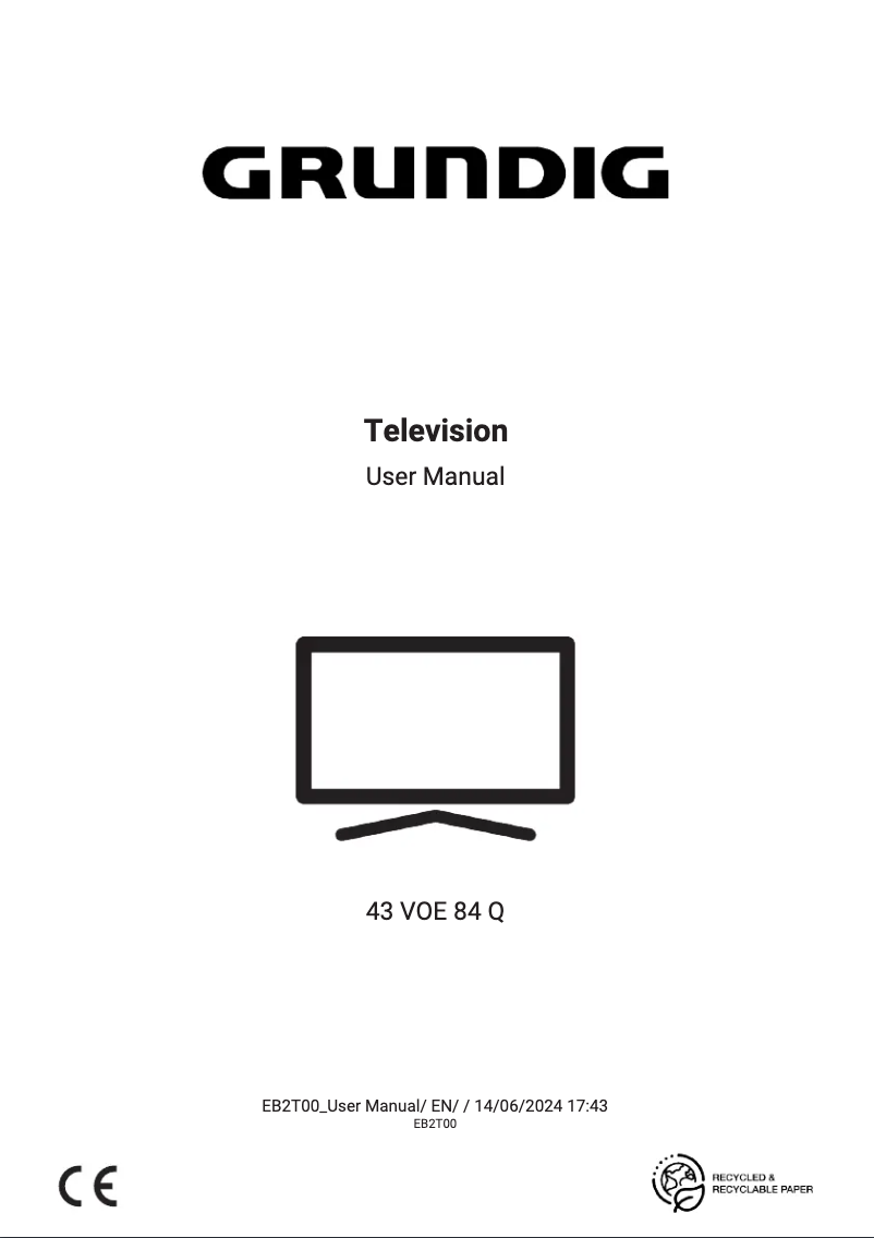 Page 1 de la notice Fiche technique Grundig 43 VOE 84 Q