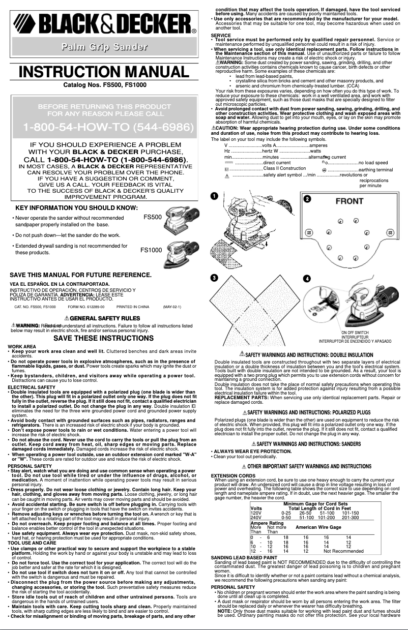 Page 1 de la notice Manuel utilisateur Black & Decker FS500