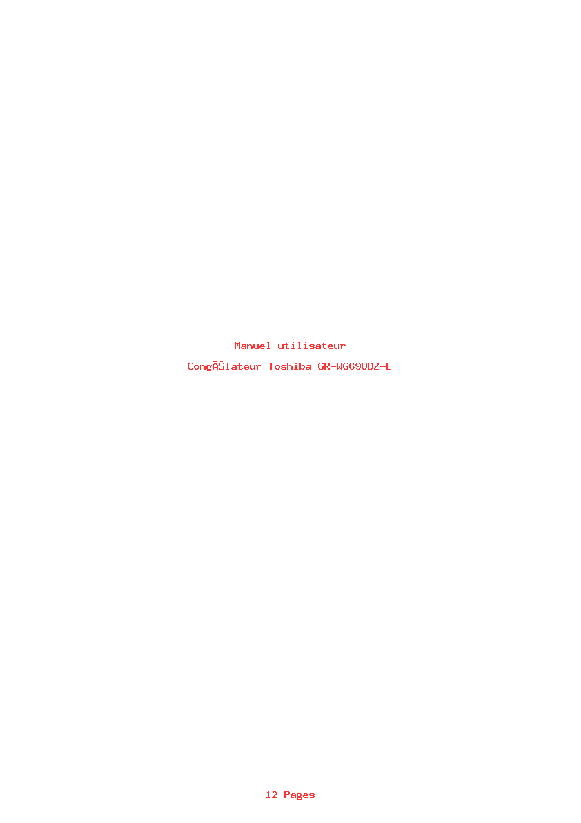 Page 1 de la notice Manuel utilisateur Toshiba GR-WG69UDZ-L