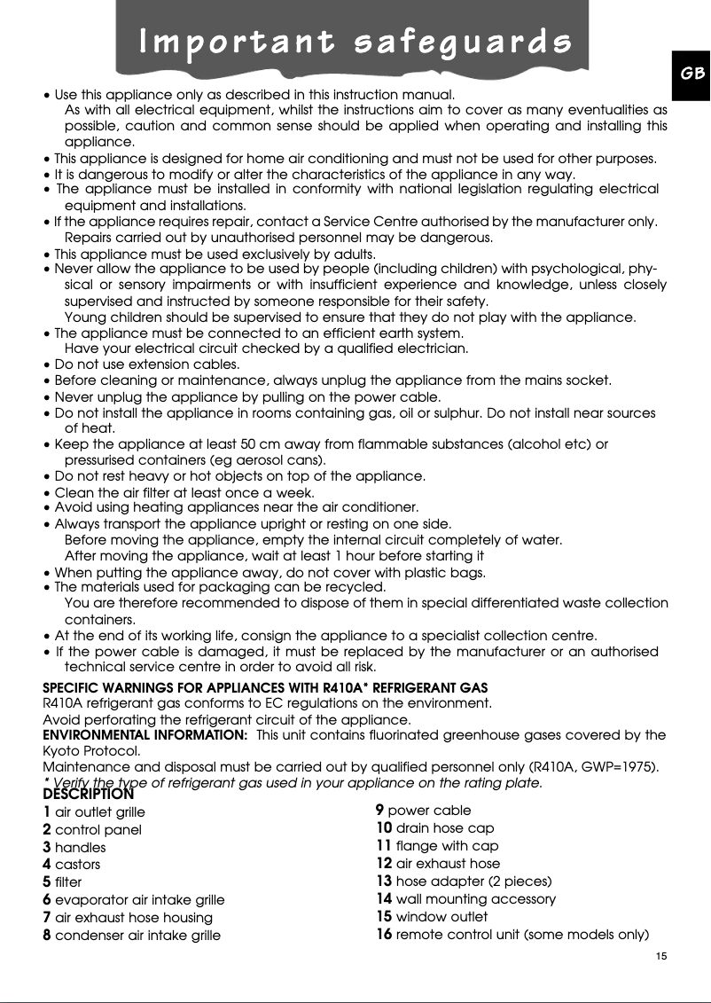 Page 1 de la notice Manuel utilisateur DeLonghi Pinguino PACN80.1