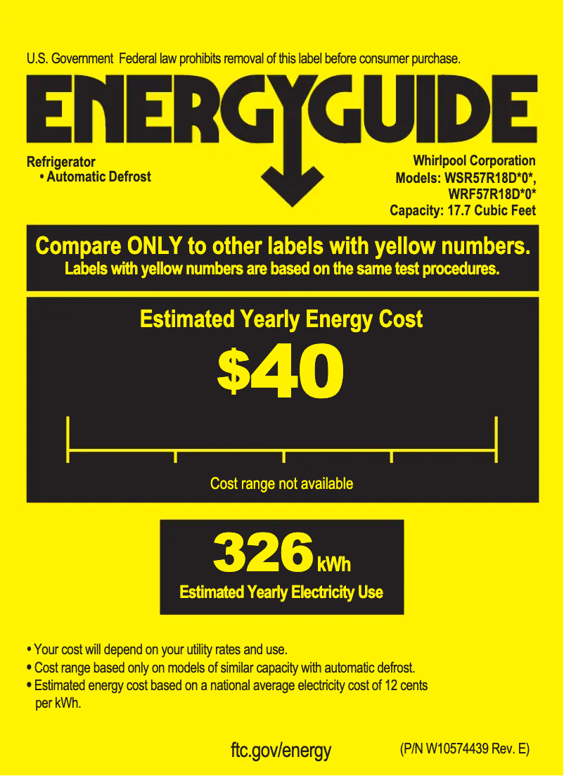 Página 1 del manual Etiqueta energética Whirlpool WSR57R18DM