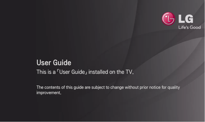 Page 1 of the manual Quick Start Guide LG 47LT640H