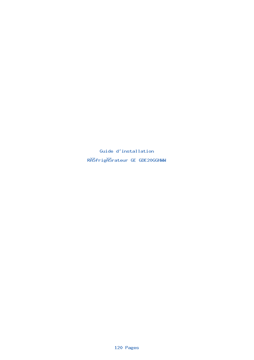 Page 1 de la notice Guide d'installation GE GDE20GGHWW