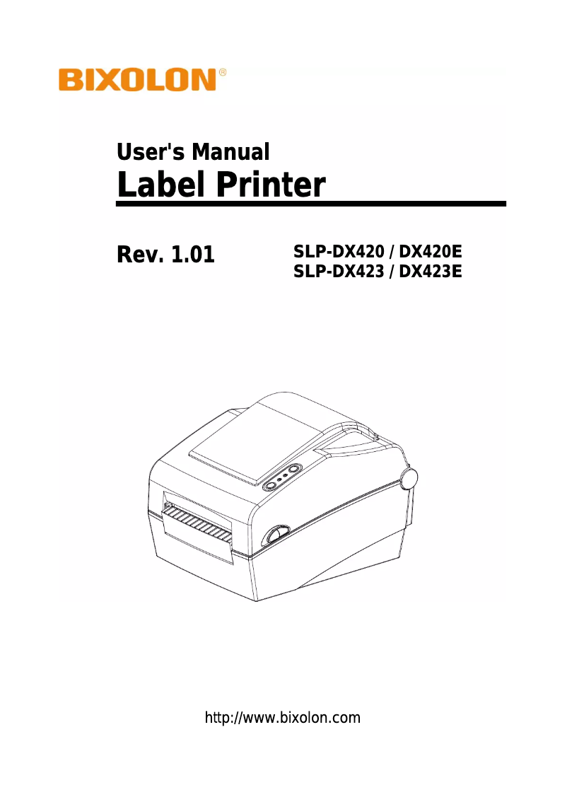 Page 1 of the manual User Manual Bixolon SLP-DX423