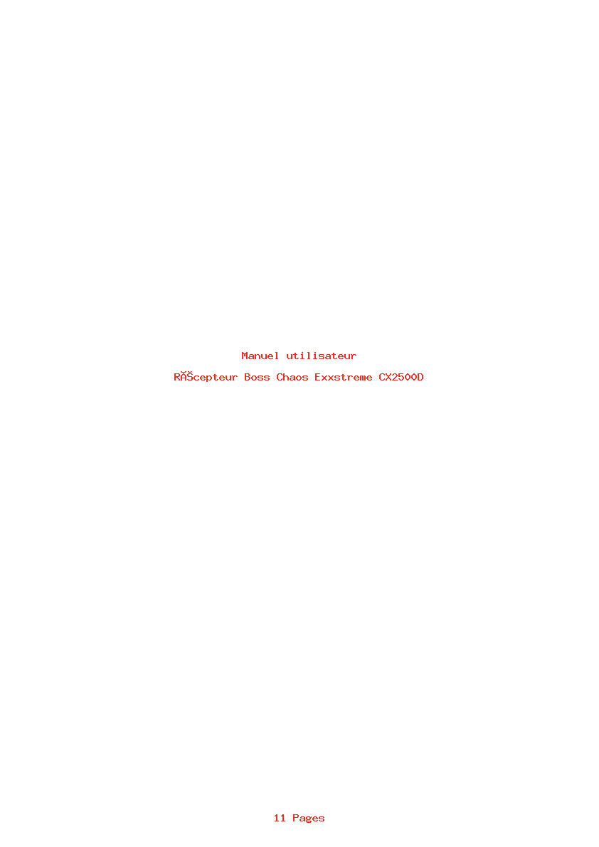 Page 1 de la notice Manuel utilisateur Boss Chaos Exxstreme CX2500D