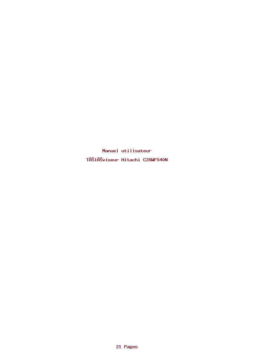 Page 1 de la notice Manuel utilisateur Hitachi C28WF540N