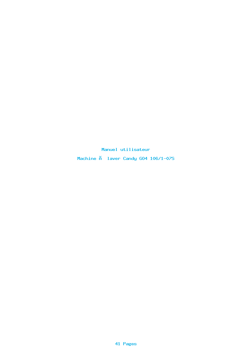 Page 1 de la notice Manuel utilisateur Candy GO4 106/1-07S