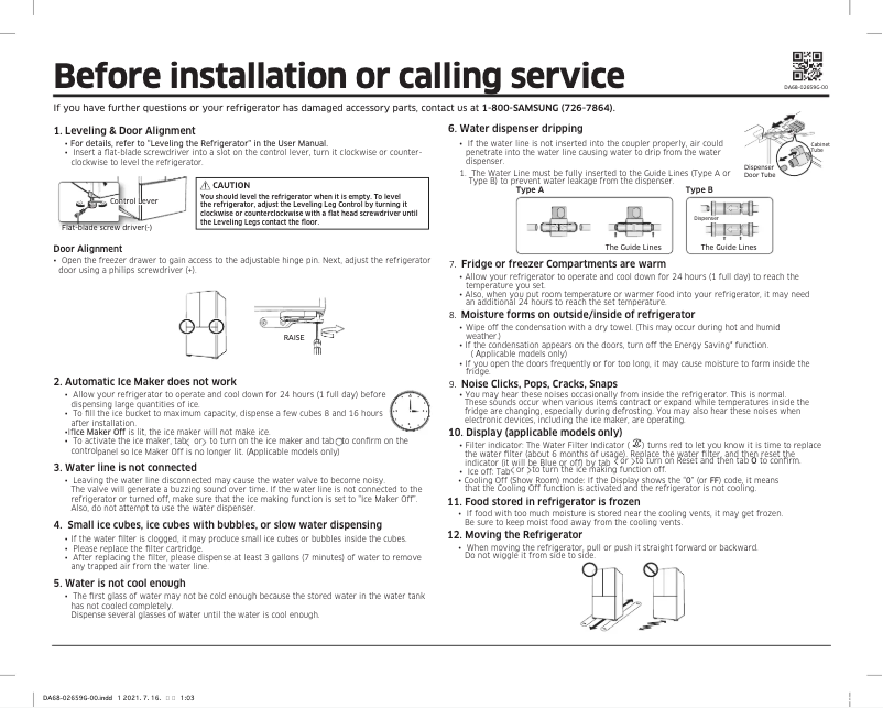 Página 1 del manual Guía de instalación Samsung RF22A4111WW