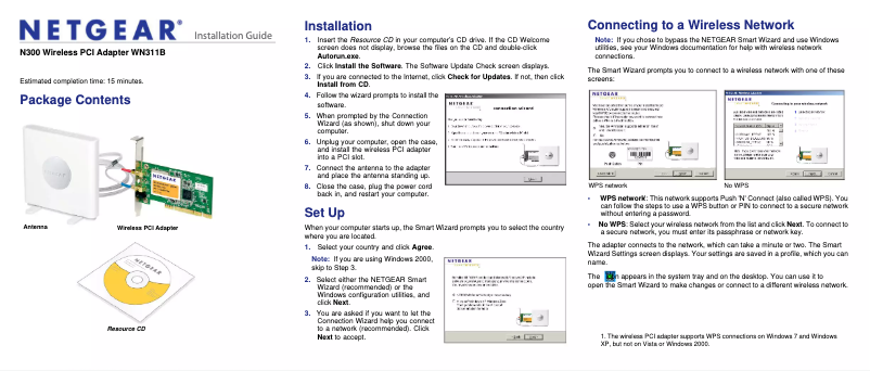 Page 1 of the manual Installation Guide Netgear WN311B