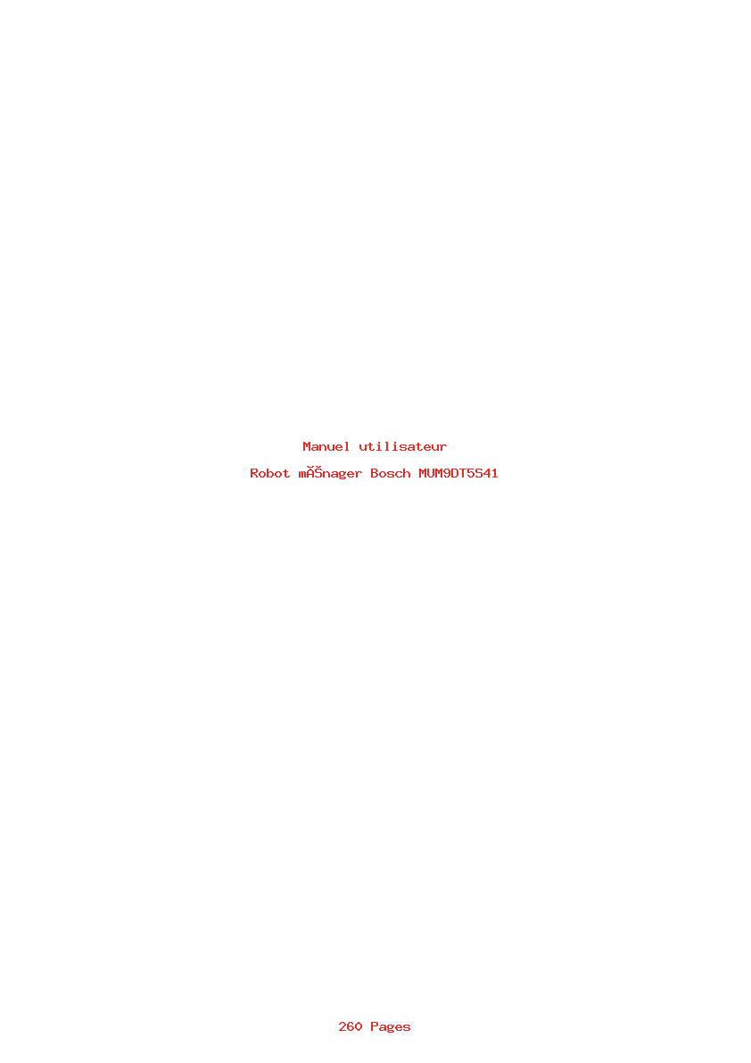 Page 1 de la notice Manuel utilisateur Bosch MUM9DT5S41