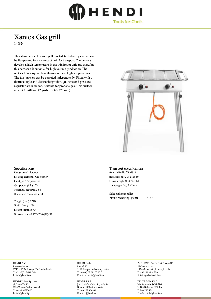 Page 1 of the manual Technical Sheet Hendi 148624