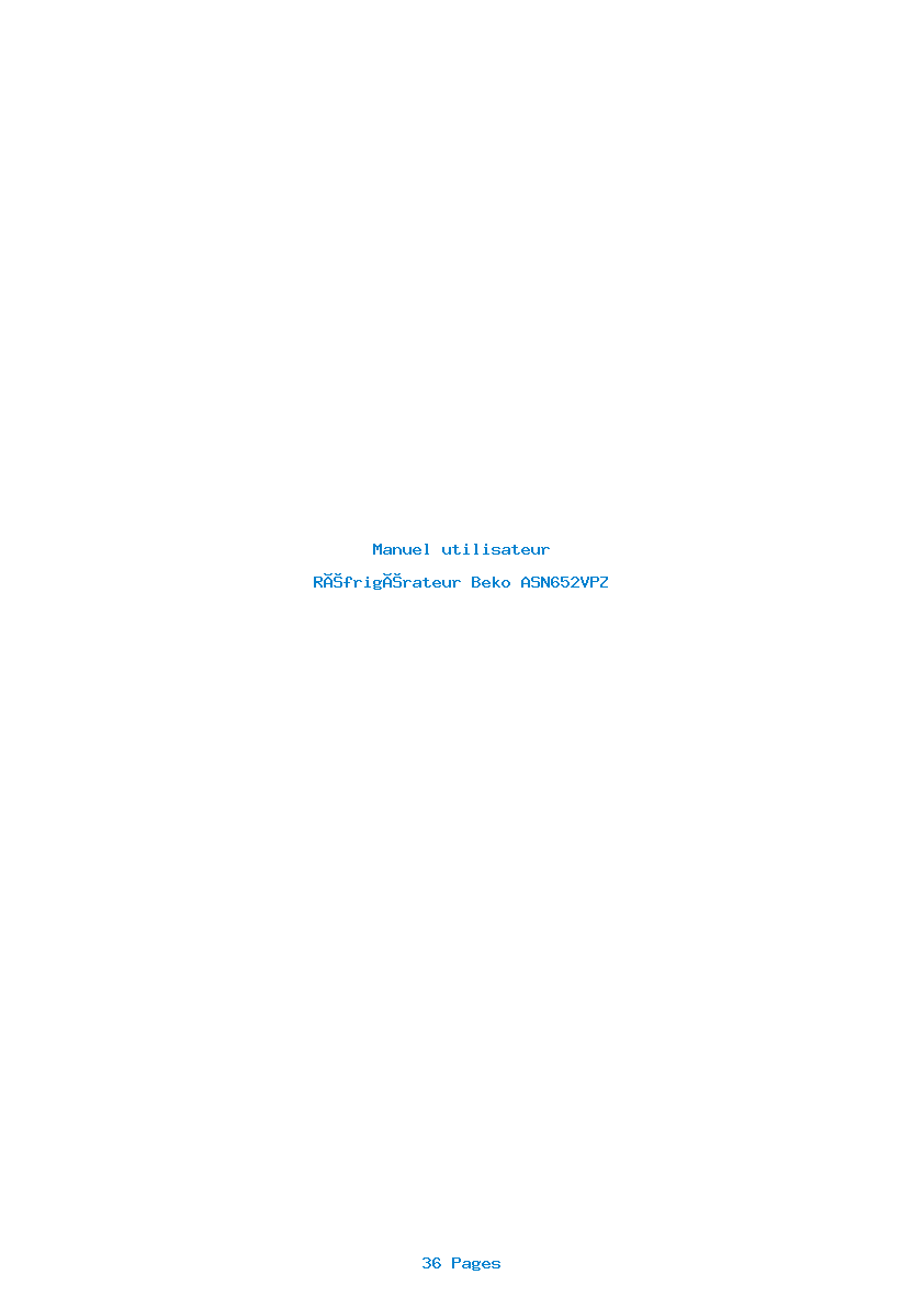 Page 1 de la notice Manuel utilisateur Beko ASN652VPZ