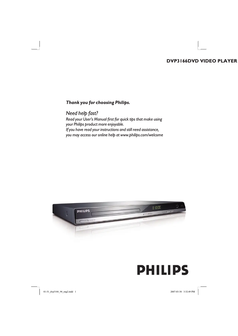 Página 1 del manual Manual de usuario Philips DVP3166